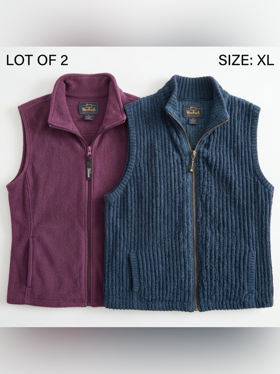 Woolrich Jackets & Blazers - Woolrich Womens XL Vest Lot 2 Purple Fleece & Marine Blue Corded Waffle Zip